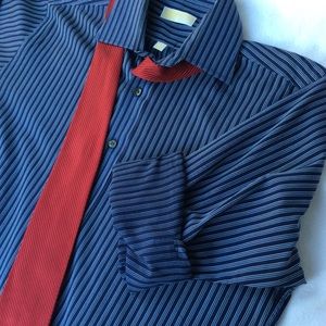 Michael Kors Men’s Long Sleeve Blue Dress Shirt, L